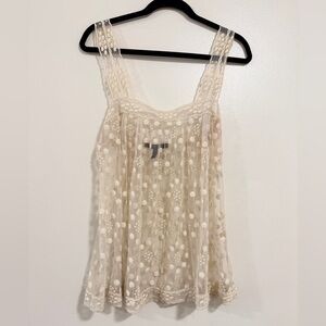 BCBG Maxazria Sheer Baby Doll Cami Tunic Top Blouse XS cottagecore fairy boho
